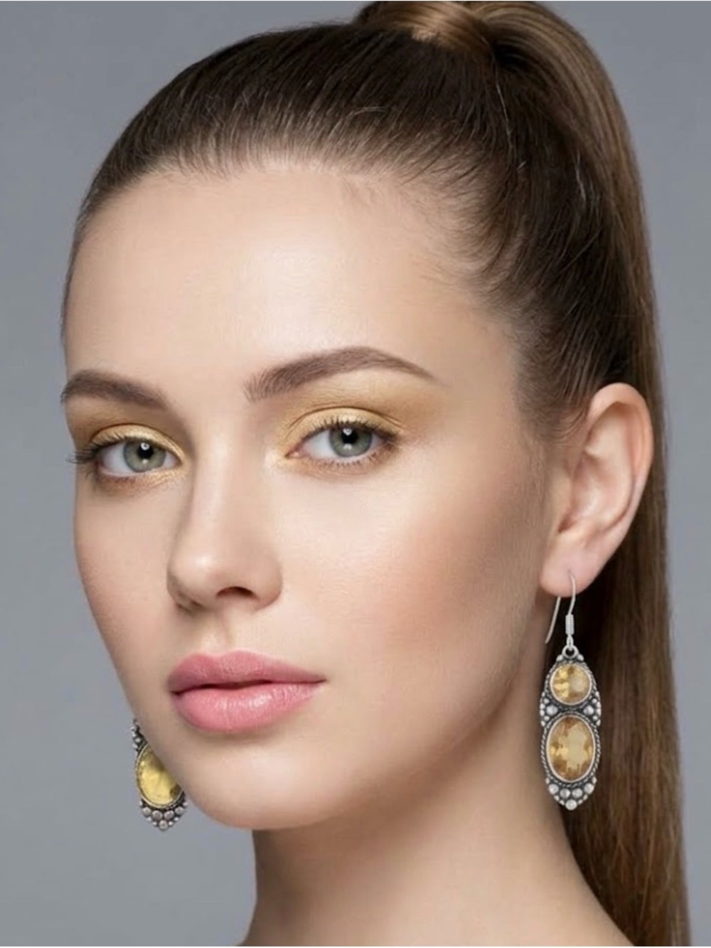 Citrine Gemstone Dangle Earrings – 925 Sterling Silver